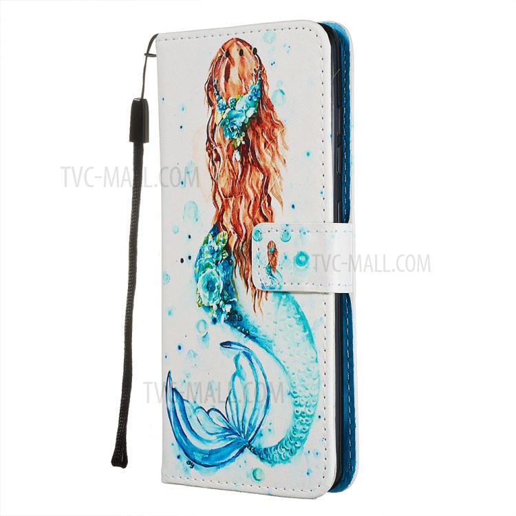 Pattern Printing PU Leather Wallet Phone Cover for Samsung Galaxy A51 - Mermaid-3