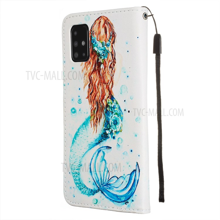 Pattern Printing PU Leather Wallet Phone Cover for Samsung Galaxy A51 - Mermaid-4