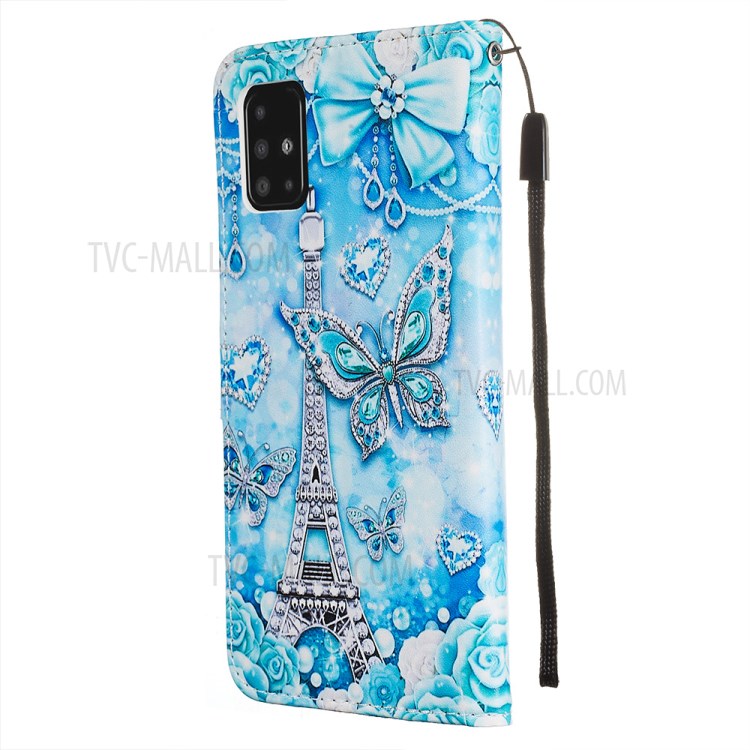 Pattern Printing PU Leather Wallet Phone Cover for Samsung Galaxy A51 - Crystal Butterflies-4