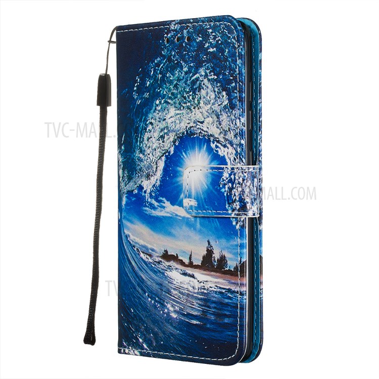 Pattern Printing PU Leather Wallet Phone Cover for Samsung Galaxy A51 - Sea Wave-3