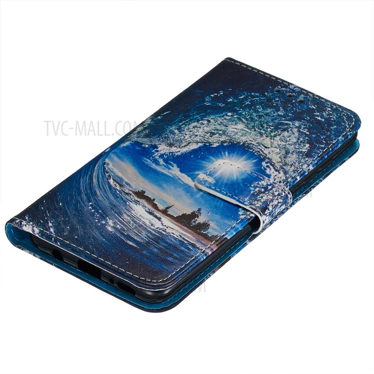 Pattern Printing PU Leather Wallet Phone Cover for Samsung Galaxy A51 - Sea Wave-5