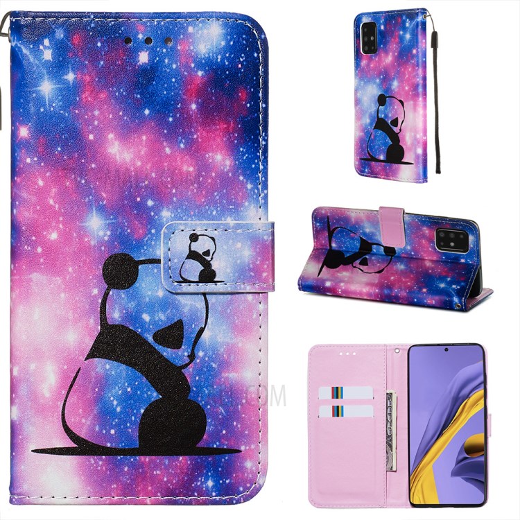 Pattern Printing PU Leather Wallet Phone Cover for Samsung Galaxy A51 - Panda-1