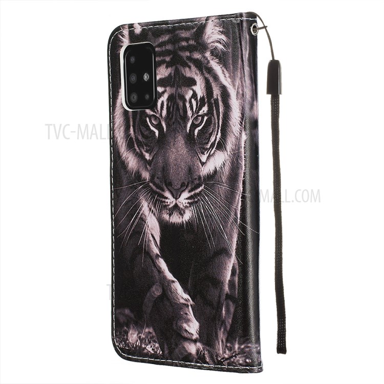 Pattern Printing PU Leather Wallet Phone Cover for Samsung Galaxy A51 - Tiger-4