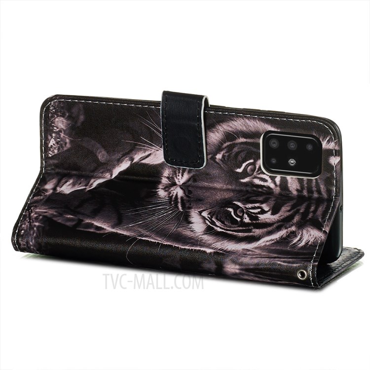 Pattern Printing PU Leather Wallet Phone Cover for Samsung Galaxy A51 - Tiger-6