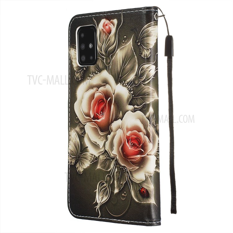Pattern Printing PU Leather Wallet Phone Cover for Samsung Galaxy A51 - Flower-4