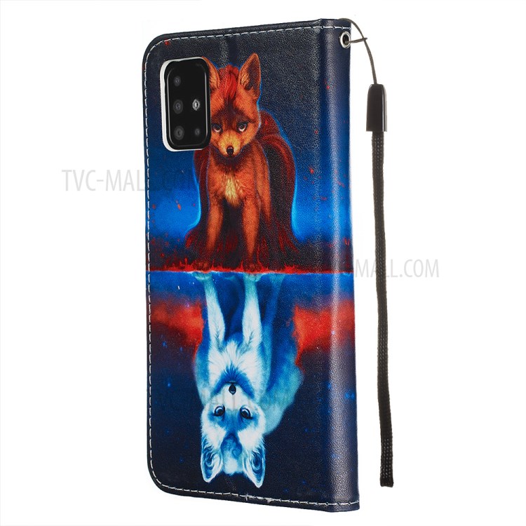 Pattern Printing PU Leather Wallet Phone Cover for Samsung Galaxy A51 - Fox-4