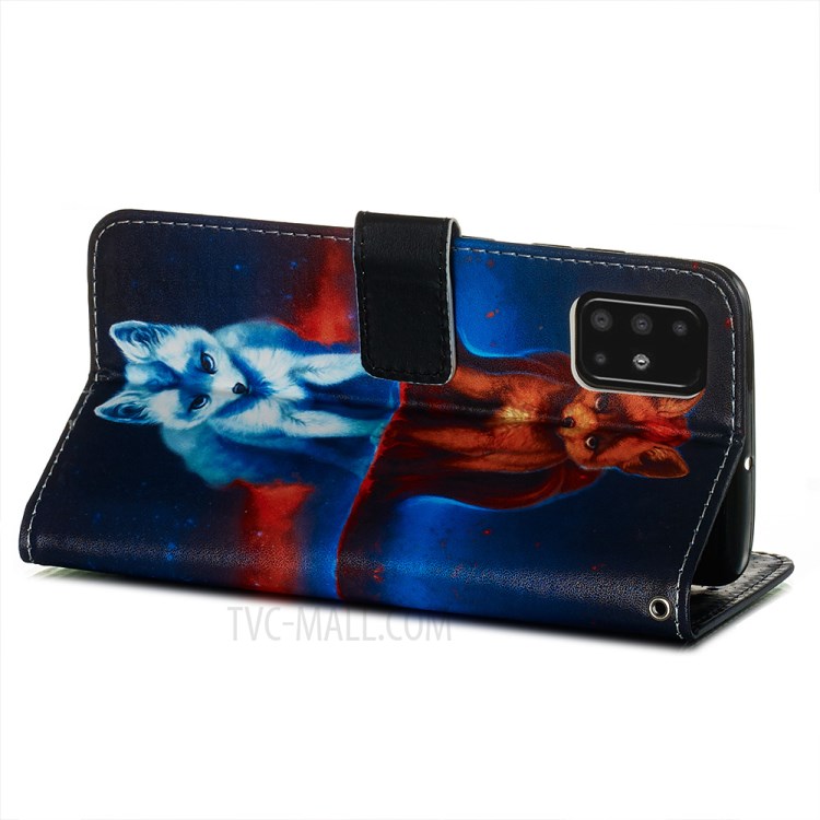 Pattern Printing PU Leather Wallet Phone Cover for Samsung Galaxy A51 - Fox-6