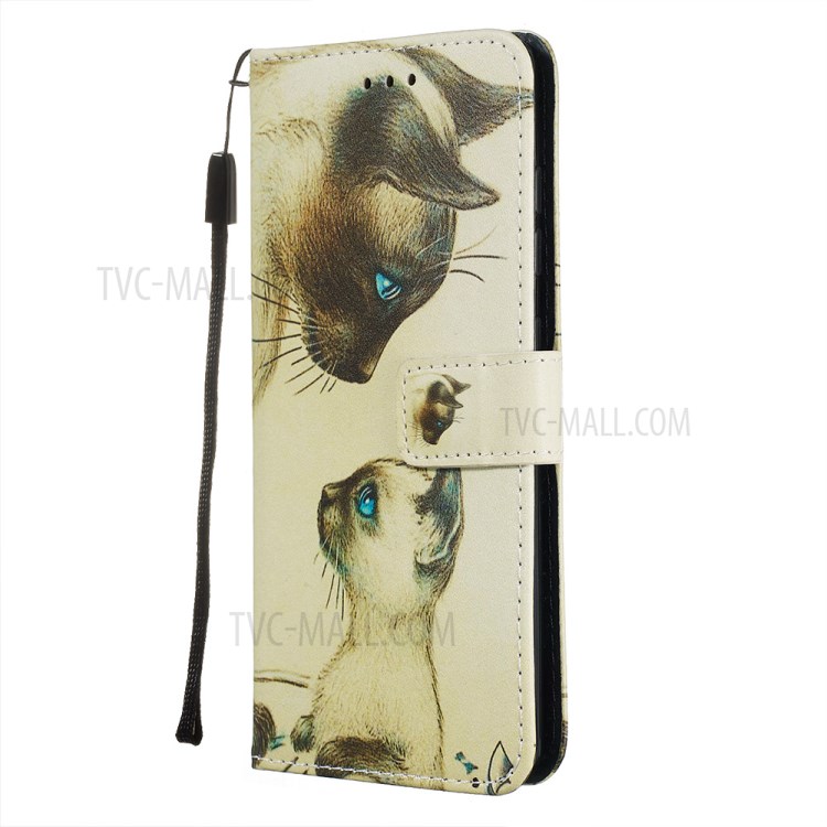 Pattern Printing PU Leather Wallet Phone Cover for Samsung Galaxy A51 - Cat with Blue Eyes-3