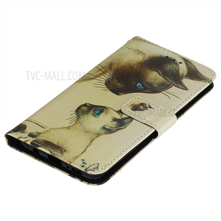 Pattern Printing PU Leather Wallet Phone Cover for Samsung Galaxy A51 - Cat with Blue Eyes-5