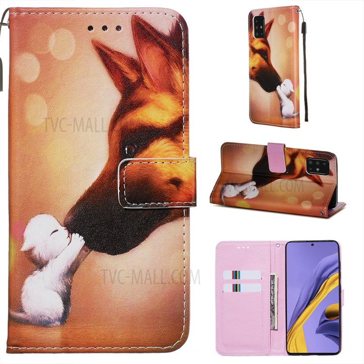 Pattern Printing PU Leather Wallet Phone Cover for Samsung Galaxy A51 - Baby and Mother Animal-1