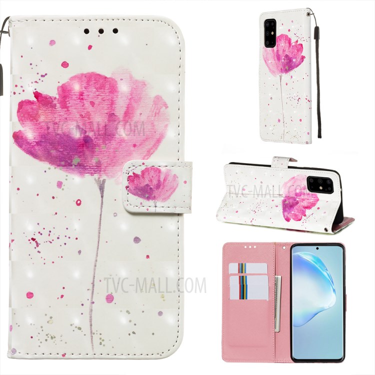 Pattern Printing Light Spot Decor Leather Wallet Case for Samsung Galaxy S20 Plus - Vivid Flower-1