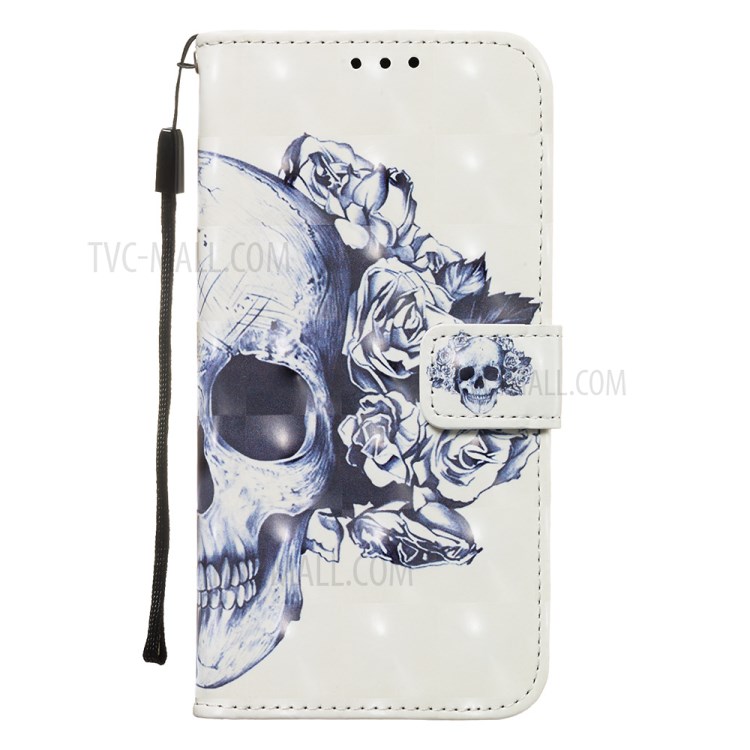 Pattern Printing Light Spot Decor Leather Wallet Case for Samsung Galaxy S20 Plus - Cool Skull-2