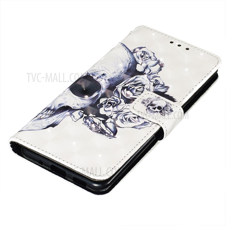 Pattern Printing Light Spot Decor Leather Wallet Case for Samsung Galaxy S20 Plus - Cool Skull-3