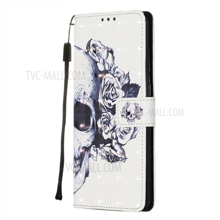 Pattern Printing Light Spot Decor Leather Wallet Case for Samsung Galaxy S20 Plus - Cool Skull-4