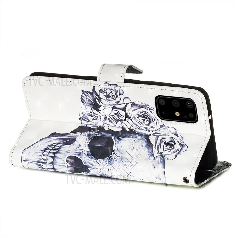 Pattern Printing Light Spot Decor Leather Wallet Case for Samsung Galaxy S20 Plus - Cool Skull-6