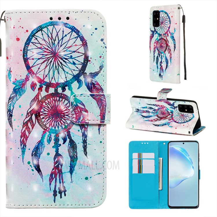 Pattern Printing Light Spot Decor Leather Wallet Case for Samsung Galaxy S20 Plus - Dream Catcher-1
