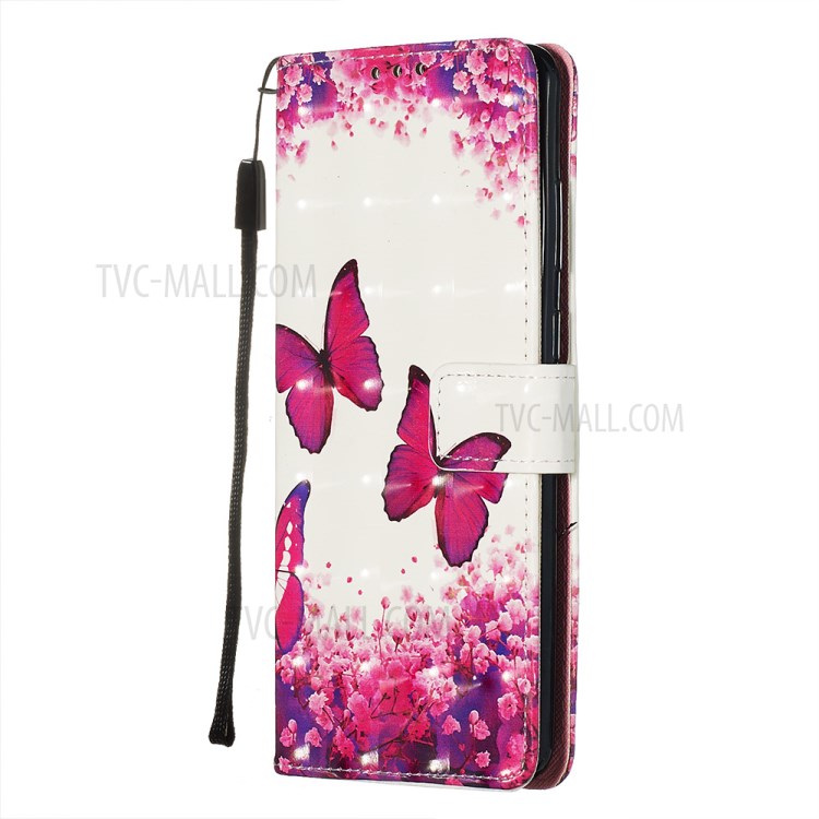Pattern Printing Light Spot Decor Leather Wallet Case for Samsung Galaxy S20 Plus - Butterfly and Flower-4