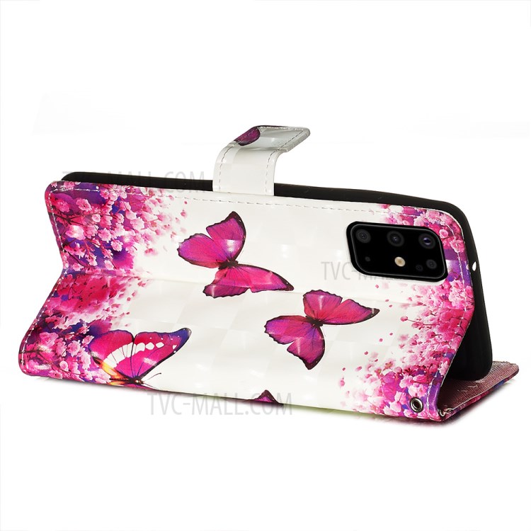 Pattern Printing Light Spot Decor Leather Wallet Case for Samsung Galaxy S20 Plus - Butterfly and Flower-6