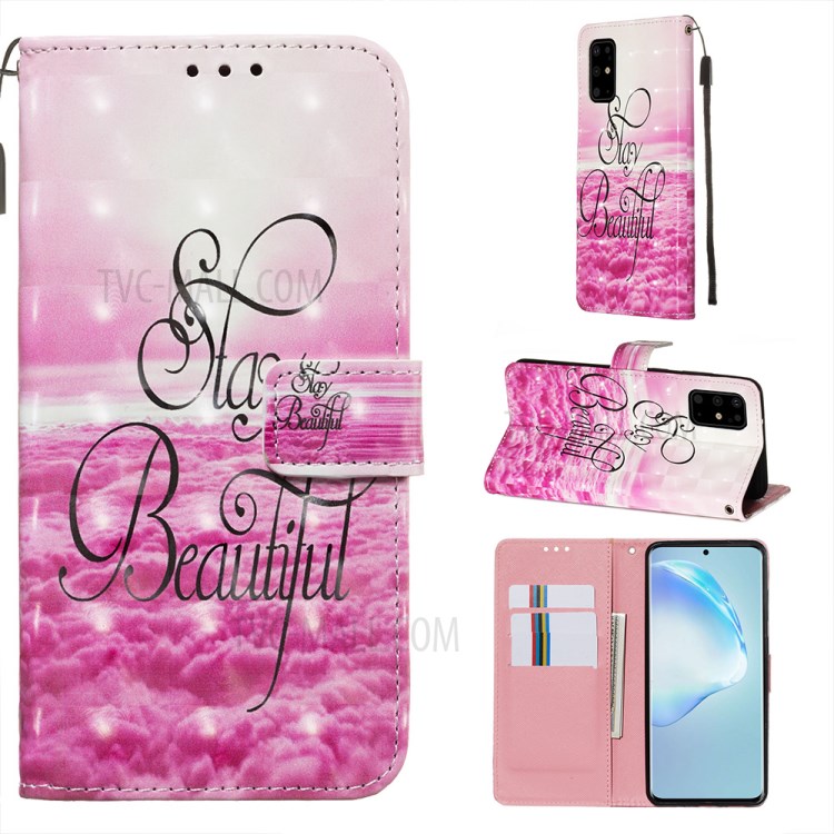 Pattern Printing Light Spot Decor Leather Wallet Case for Samsung Galaxy S20 Plus - Stay Beautiful-1