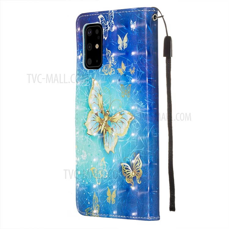 Pattern Printing Light Spot Decor Leather Wallet Case for Samsung Galaxy S20 Plus - Butterfly Pattern-5