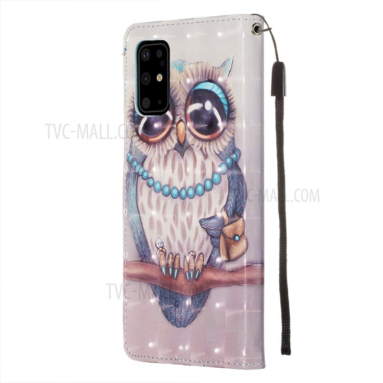 Pattern Printing Light Spot Decor Leather Wallet Case for Samsung Galaxy S20 Plus - Owl Pattern-5