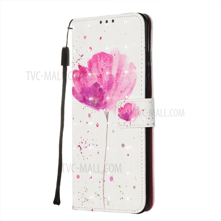 Light Spot Decor Leather Phone Cover Wallet Stand Case for Samsung Galaxy S20 Ultra - Rose Flower-4