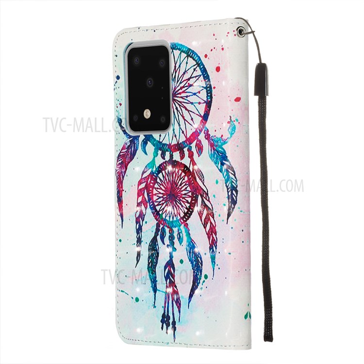 Light Spot Decor Leather Phone Cover Wallet Stand Case for Samsung Galaxy S20 Ultra - Colorful Dream Catcher-5