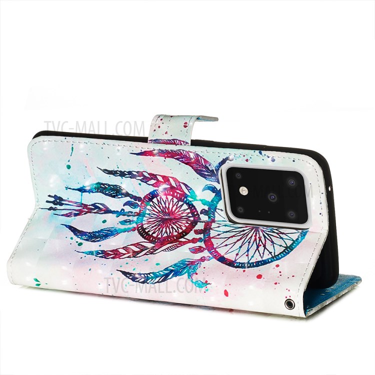 Light Spot Decor Leather Phone Cover Wallet Stand Case for Samsung Galaxy S20 Ultra - Colorful Dream Catcher-6