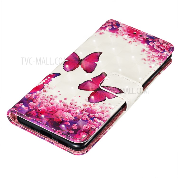Light Spot Decor Leather Phone Cover Wallet Stand Case for Samsung Galaxy S20 Ultra - Red Butterflies-3