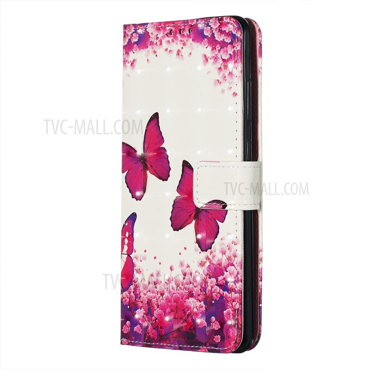 Light Spot Decor Leather Phone Cover Wallet Stand Case for Samsung Galaxy S20 Ultra - Red Butterflies-4