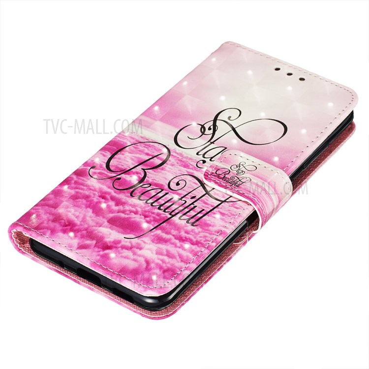 Light Spot Decor Leather Phone Cover Wallet Stand Case for Samsung Galaxy S20 Ultra - Pink Clouds-3