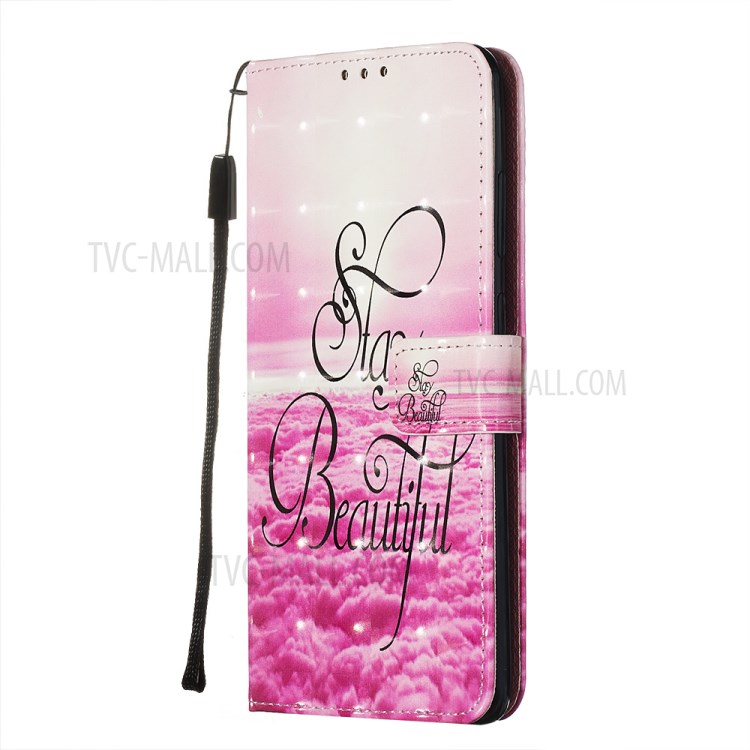 Light Spot Decor Leather Phone Cover Wallet Stand Case for Samsung Galaxy S20 Ultra - Pink Clouds-4