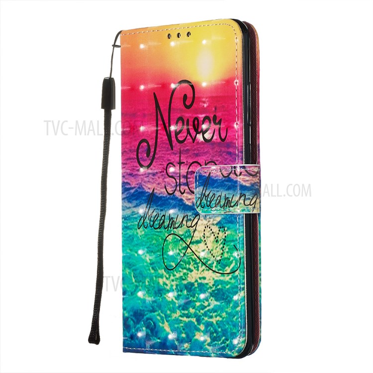 Light Spot Decor Leather Phone Cover Wallet Stand Case for Samsung Galaxy S20 Ultra - Rainbow Ocean-4