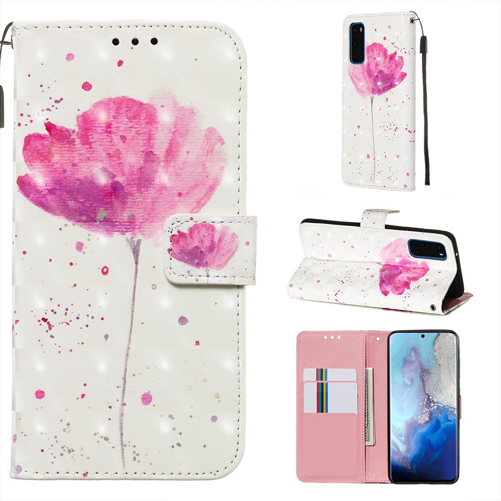 Pattern Printing Light Spot Decor Leather Wallet Case for Samsung Galaxy S20 - Vivid Flower-1