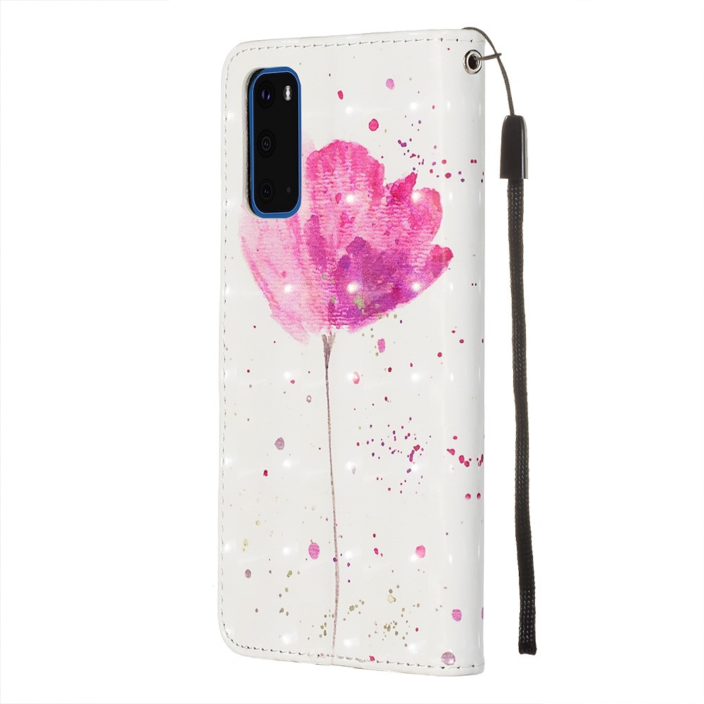 Pattern Printing Light Spot Decor Leather Wallet Case for Samsung Galaxy S20 - Vivid Flower-5