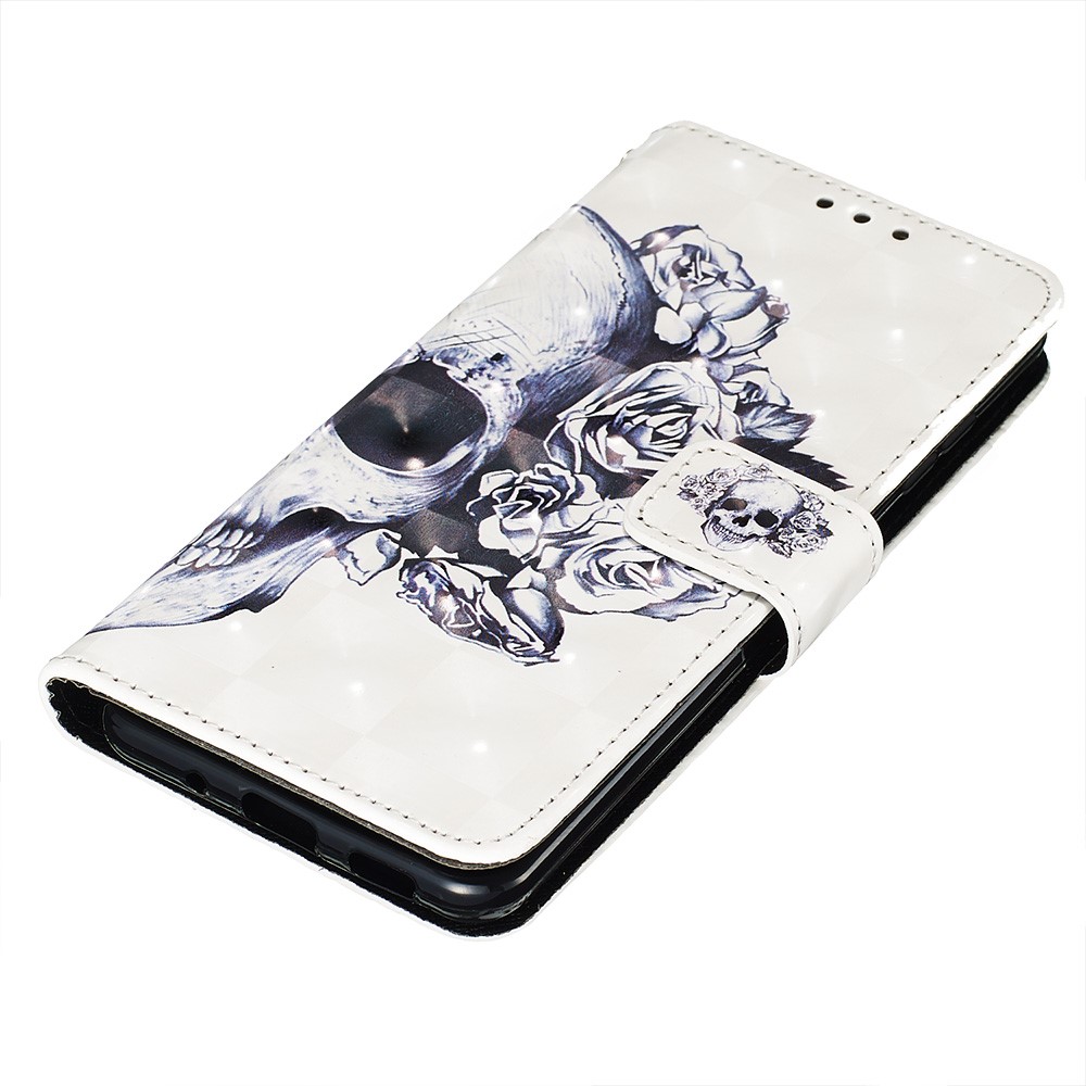 Pattern Printing Light Spot Decor Leather Wallet Case for Samsung Galaxy S20 - Cool Skull-3