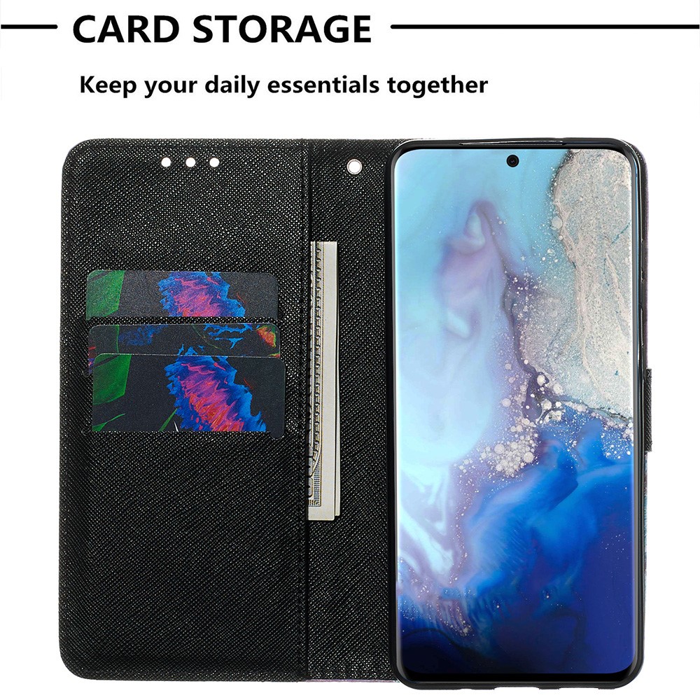 Pattern Printing Light Spot Decor Leather Wallet Case for Samsung Galaxy S20 - Cool Skull-7
