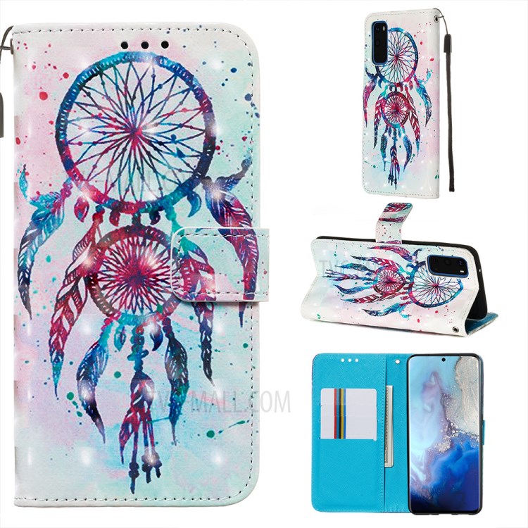 Pattern Printing Light Spot Decor Leather Wallet Case for Samsung Galaxy S20 - Dream Catcher-1
