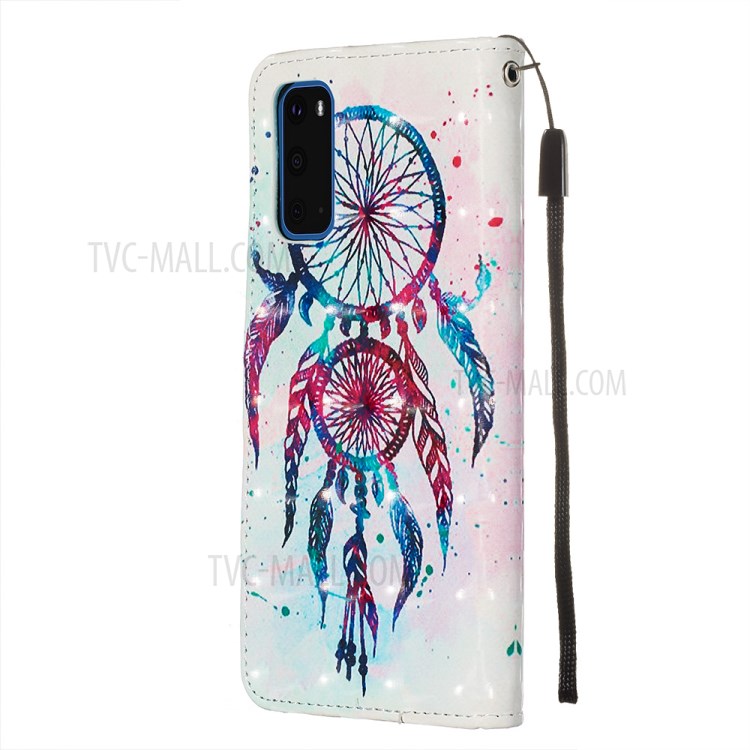 Pattern Printing Light Spot Decor Leather Wallet Case for Samsung Galaxy S20 - Dream Catcher-5