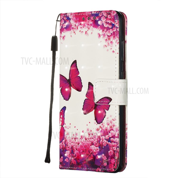 Pattern Printing Light Spot Decor Leather Wallet Case for Samsung Galaxy S20 - Butterfly and Flower-4