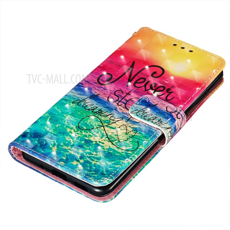 Pattern Printing Light Spot Decor Leather Wallet Case for Samsung Galaxy S20 - Never Stop Dreaming-3