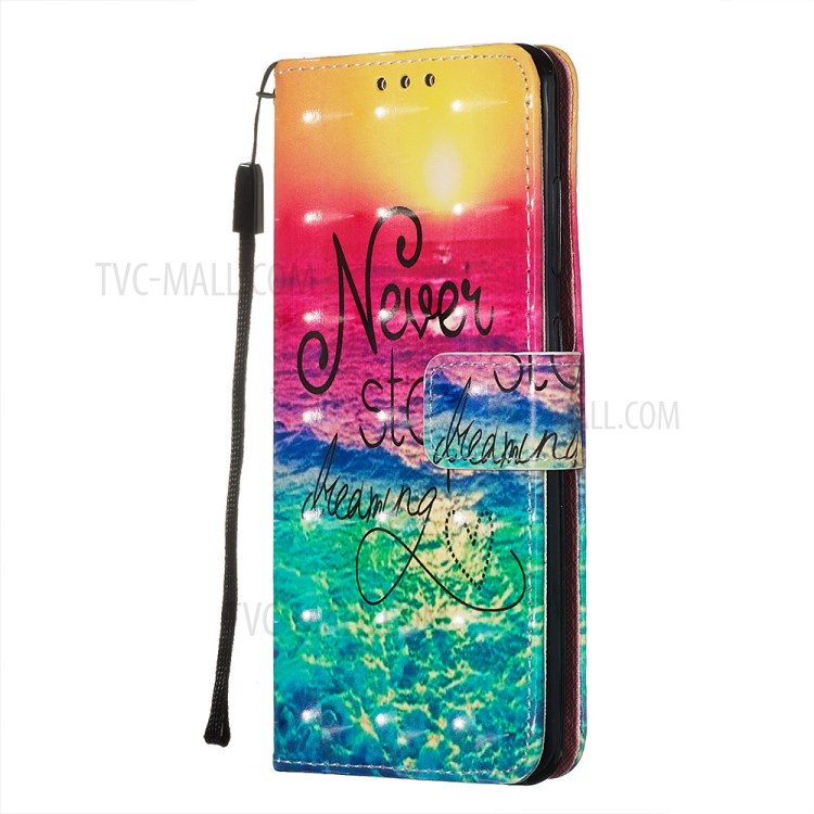 Pattern Printing Light Spot Decor Leather Wallet Case for Samsung Galaxy S20 - Never Stop Dreaming-4