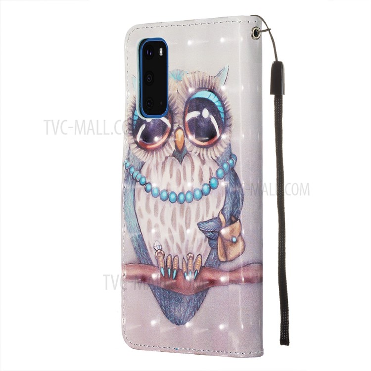 Pattern Printing Light Spot Decor Leather Wallet Case for Samsung Galaxy S20 - Owl Pattern-5