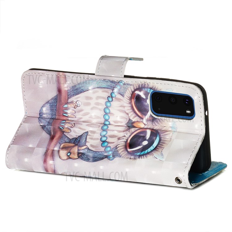 Pattern Printing Light Spot Decor Leather Wallet Case for Samsung Galaxy S20 - Owl Pattern-6