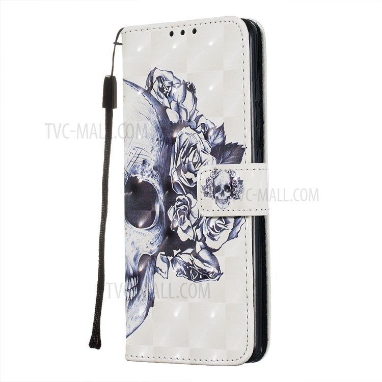 Pattern Printing Light Spot Decor Leather Wallet Case for Samsung Galaxy A51 - Cool Skull-3
