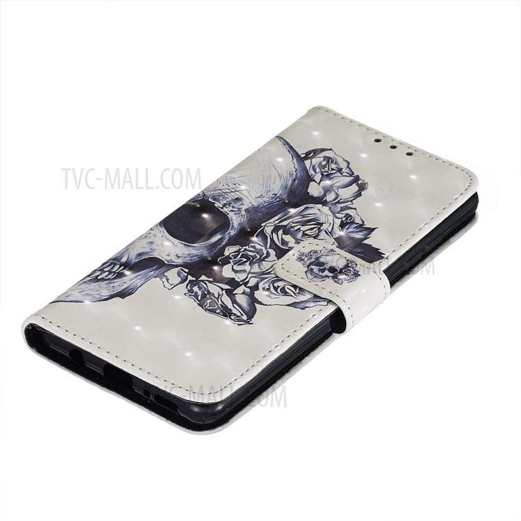 Pattern Printing Light Spot Decor Leather Wallet Case for Samsung Galaxy A51 - Cool Skull-5