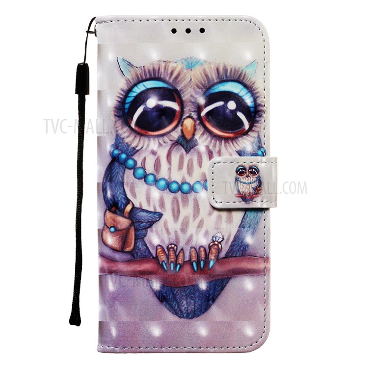 Pattern Printing Light Spot Decor Leather Wallet Case for Samsung Galaxy A51 - Owl Pattern-2