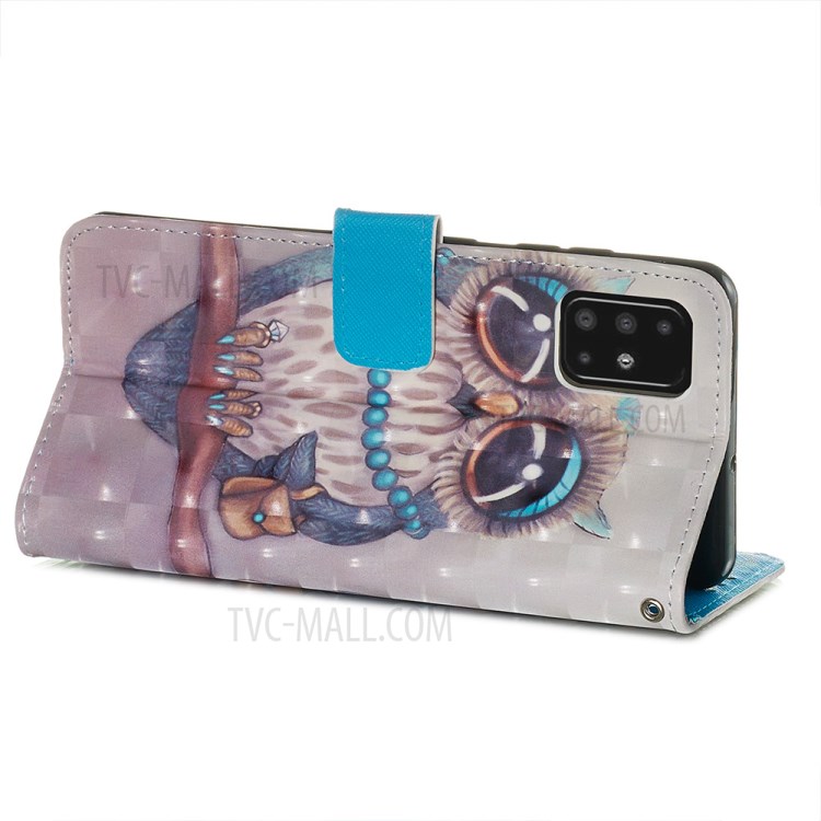 Pattern Printing Light Spot Decor Leather Wallet Case for Samsung Galaxy A51 - Owl Pattern-6