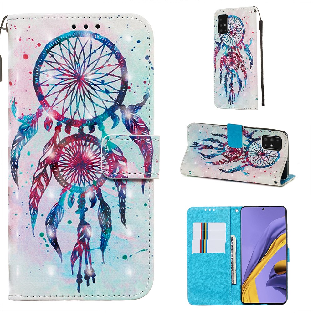 Pattern Printing Light Spot Decor Leather Wallet Case for Samsung Galaxy A51 - Dream Catcher-1