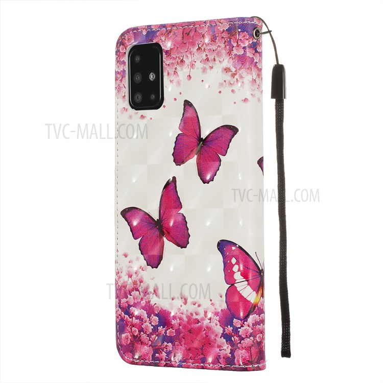 Pattern Printing Light Spot Decor Leather Wallet Case for Samsung Galaxy A51 - Butterfly and Flower-4